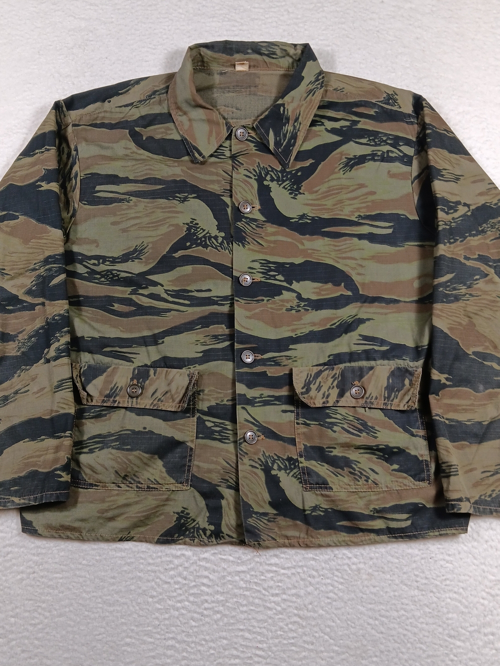 Vintage Tiger Stripe Camo Field Jacket Mens Large Military Jungle Ripstop